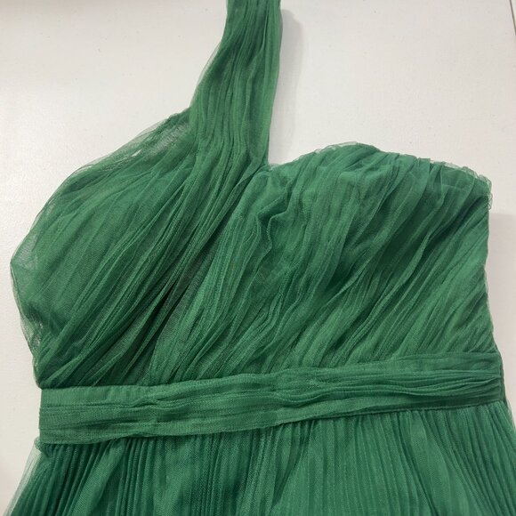 ASOS Women’s Green One-Shoulder Pleated Tulle Cocktail Holiday Midi Dress Size 8 - Picture 7 of 11